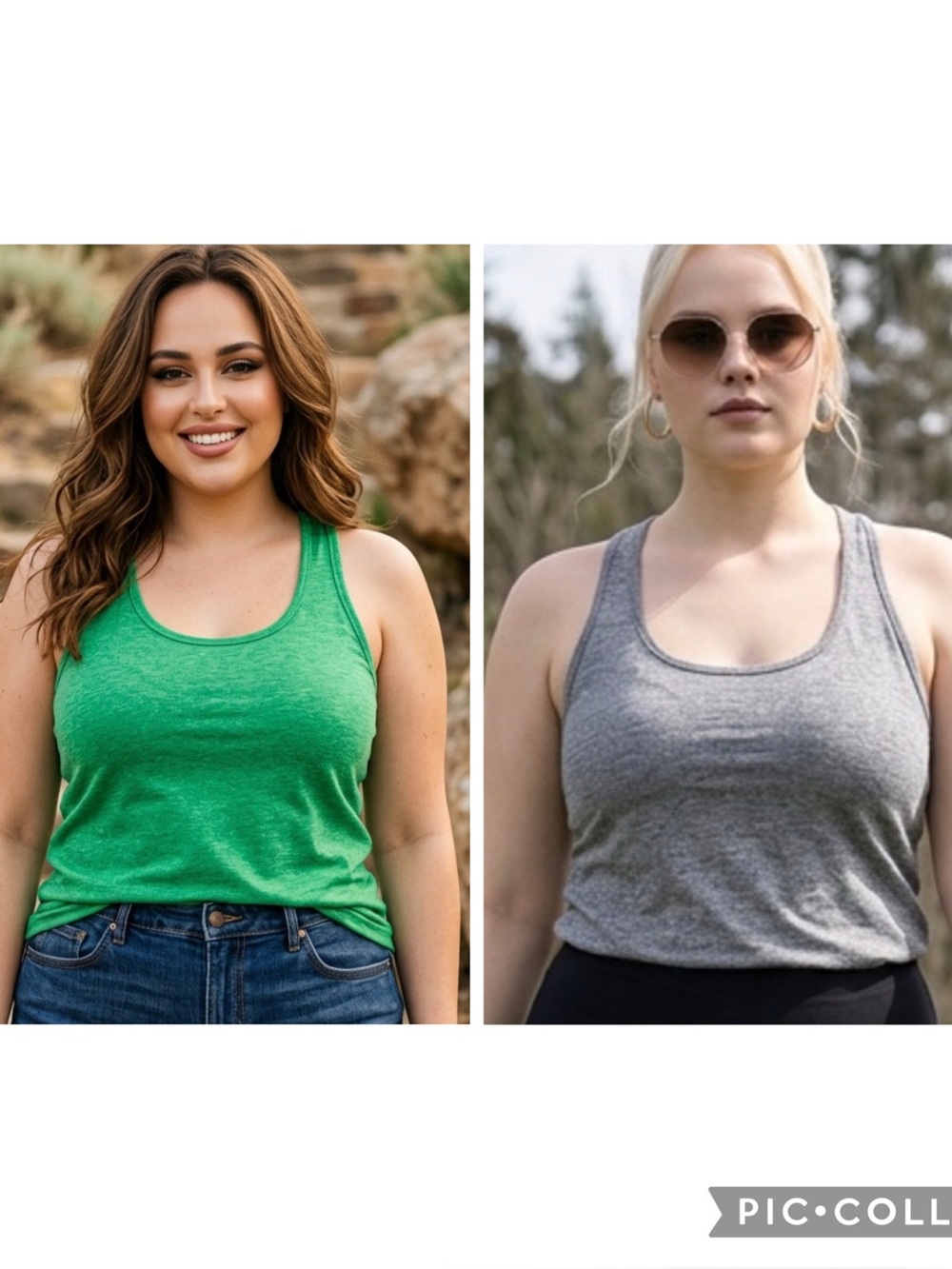 NWOT Tipsy Elves Women’s TWO Classic Racer Back Tank Tops Green Gray - Size XXL